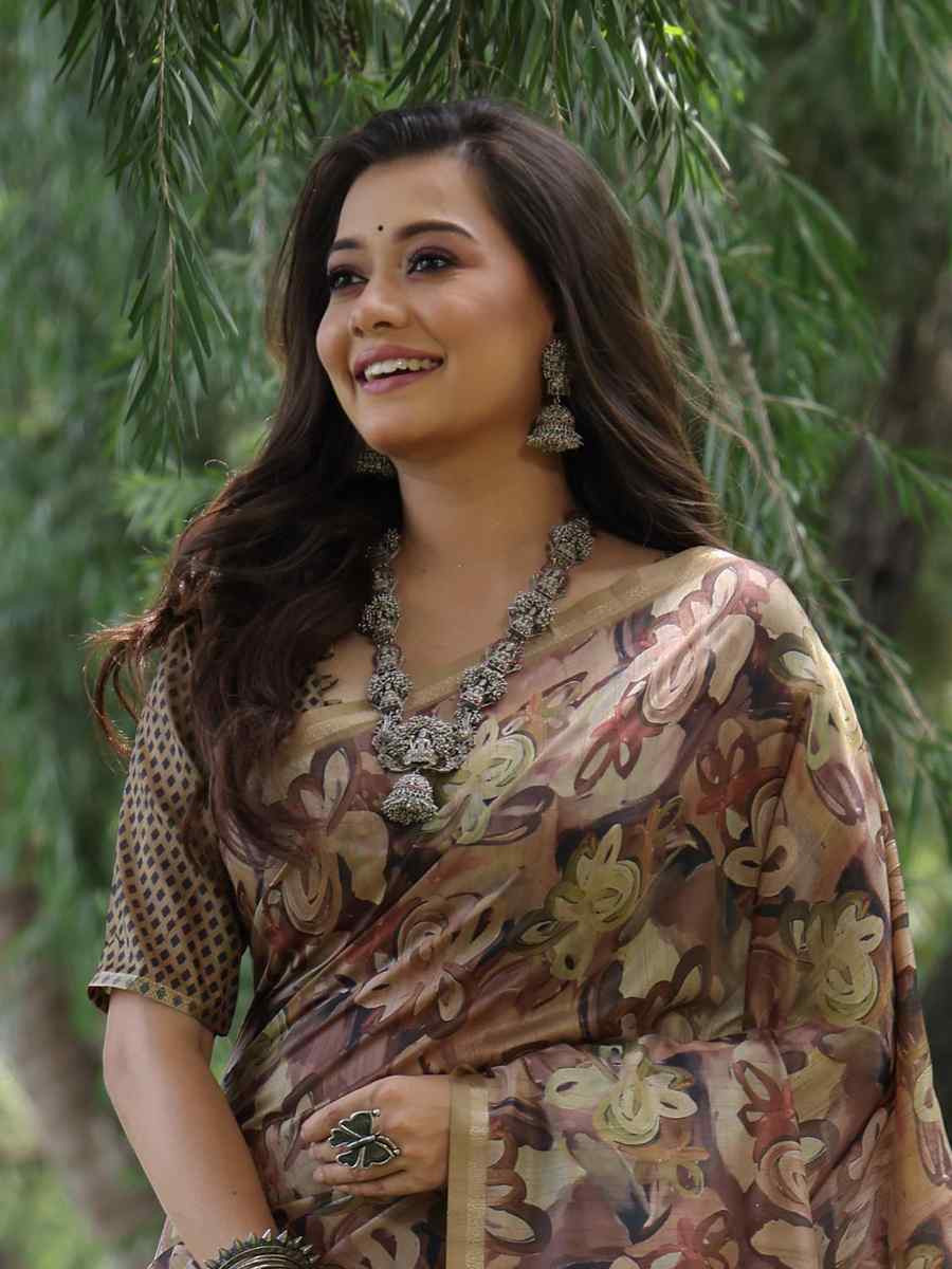 Multi Tussar Silk Printed Casual Reception Festival Wedding Fancy Classic Style Sarees