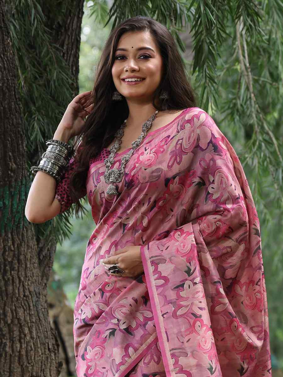 Multi Tussar Silk Printed Casual Reception Festival Wedding Fancy Classic Style Sarees