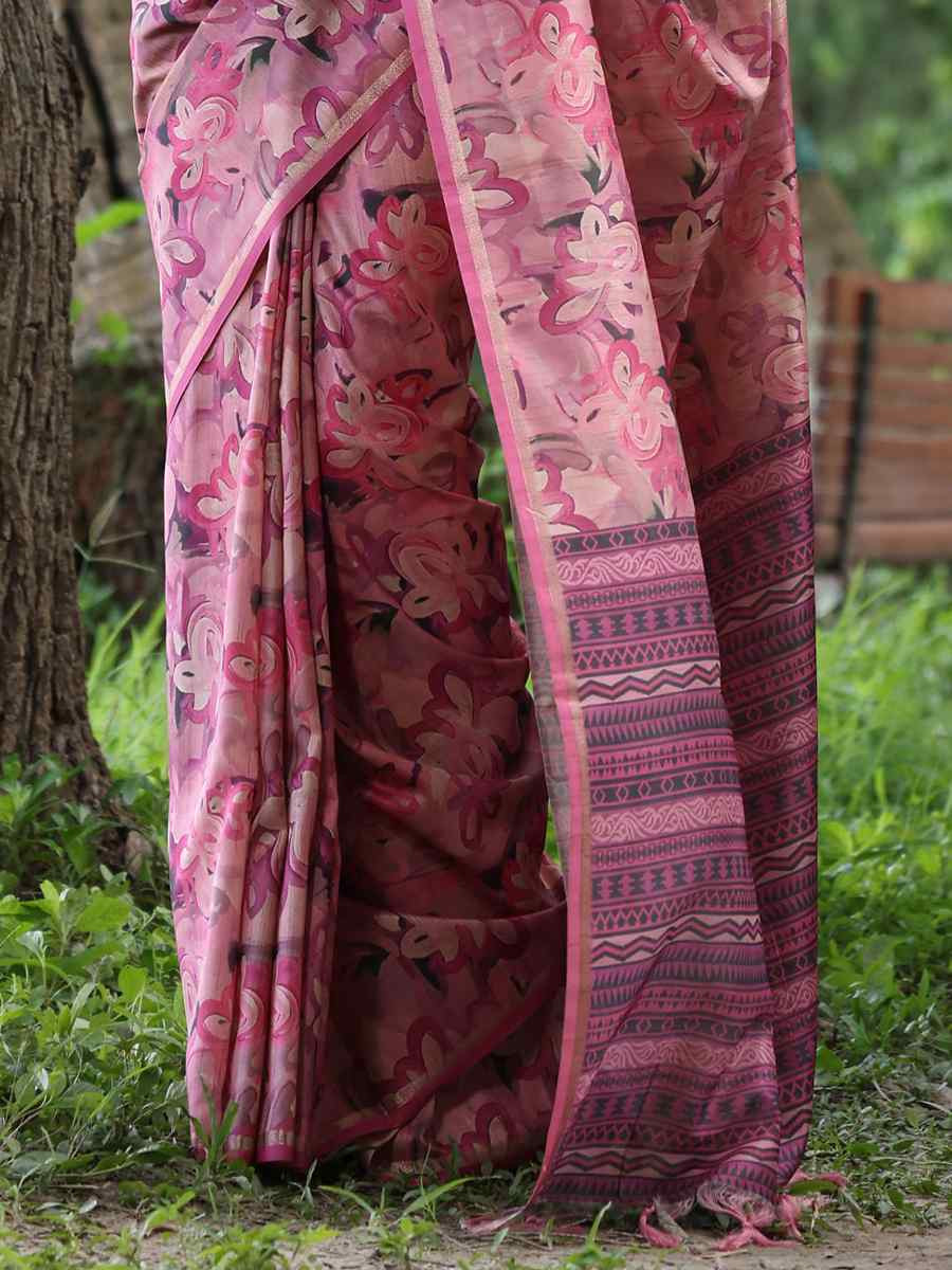 Multi Tussar Silk Printed Casual Reception Festival Wedding Fancy Classic Style Sarees