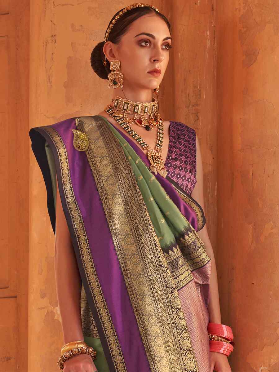 Multi V B Silk Handwoven Casual Festival Classic Style Saree