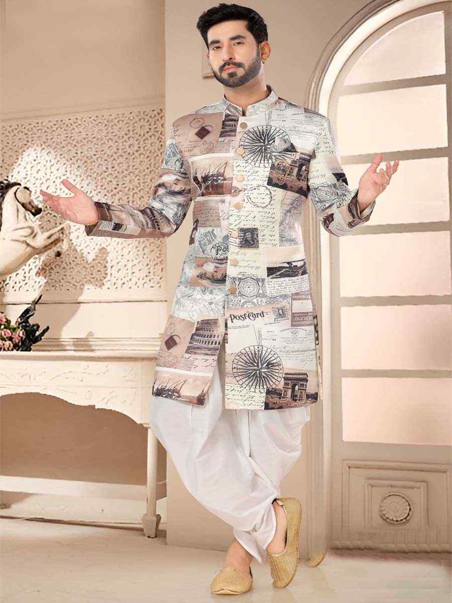 Multi Velvet Woven Festival Wedding Kurta