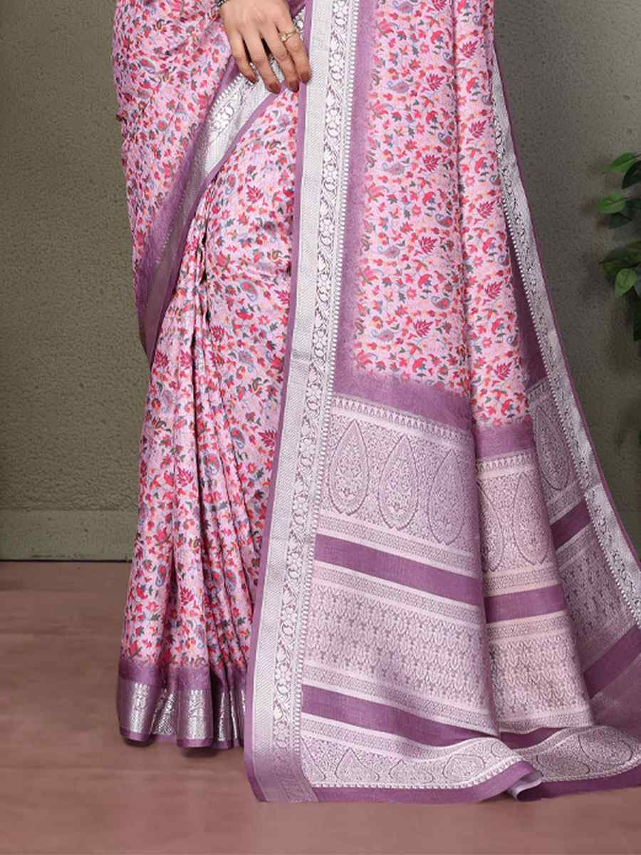Multi Vichitra Silk Digital Printed Work Festival Wedding Fancy Heavy Border Saree