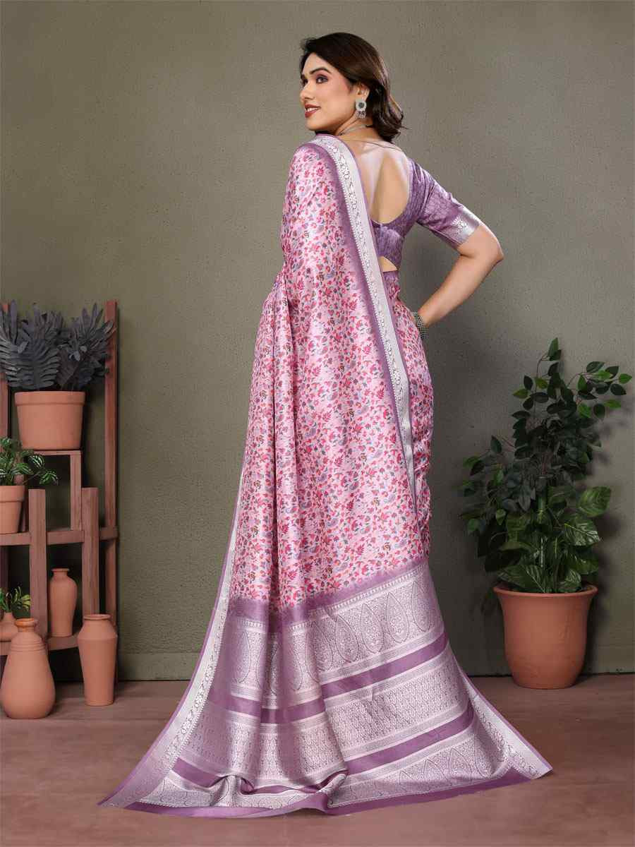 Multi Vichitra Silk Digital Printed Work Festival Wedding Fancy Heavy Border Saree