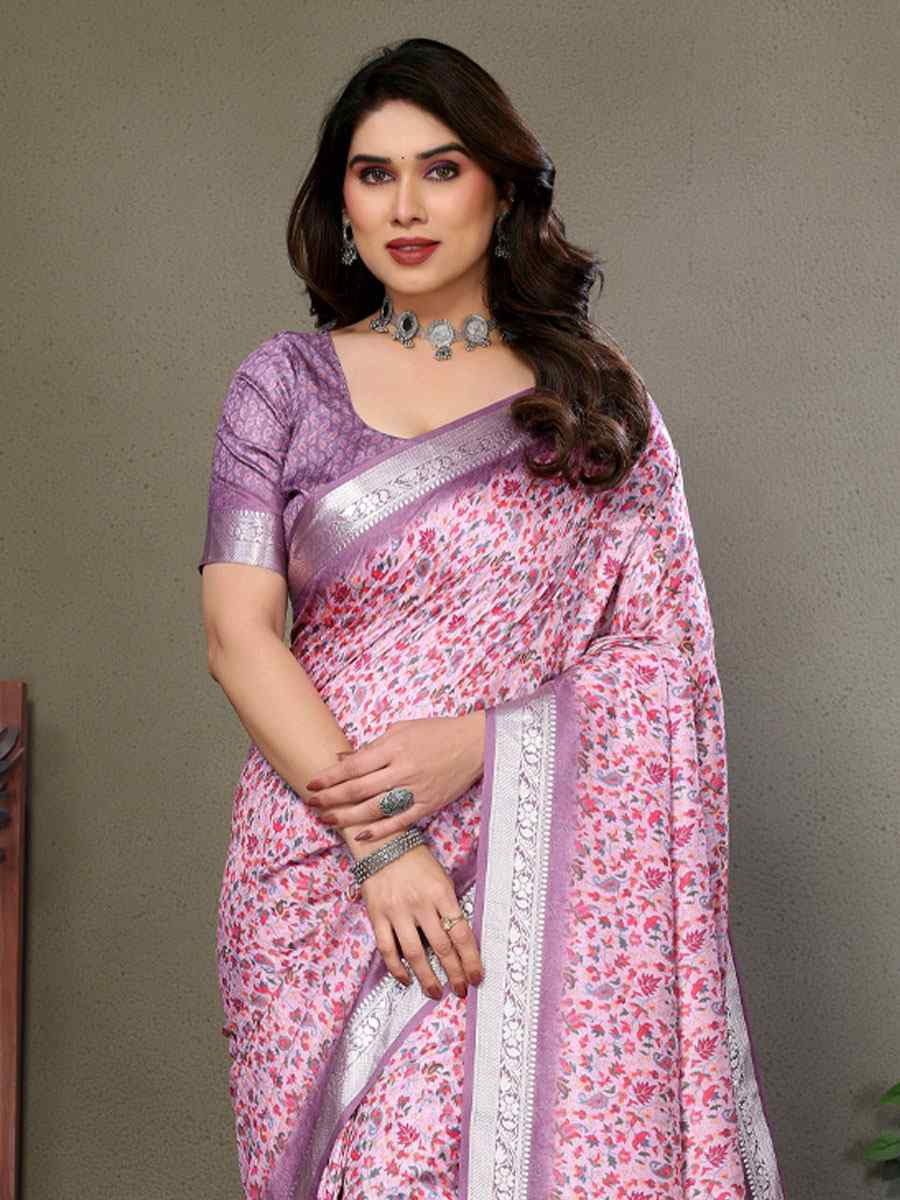 Multi Vichitra Silk Digital Printed Work Festival Wedding Fancy Heavy Border Saree