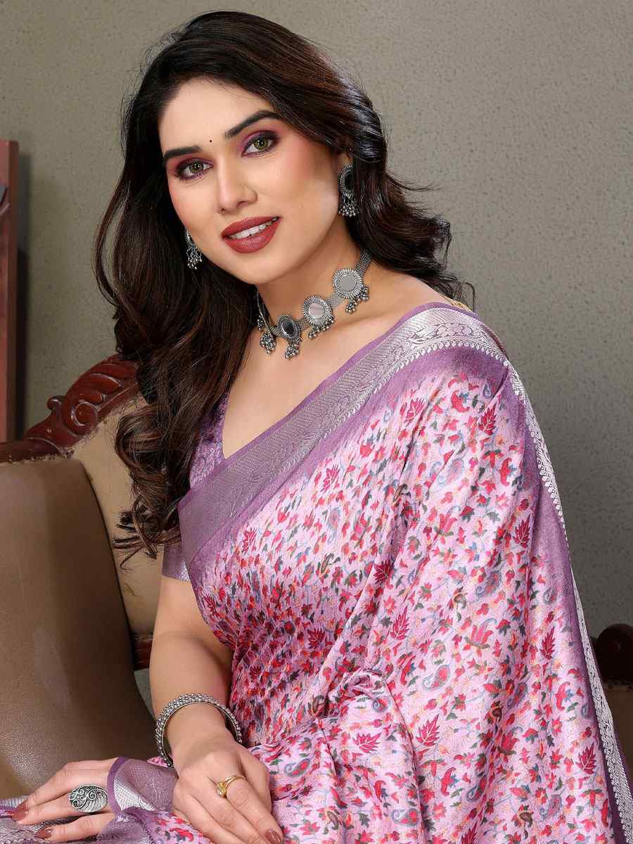 Multi Vichitra Silk Digital Printed Work Festival Wedding Fancy Heavy Border Saree