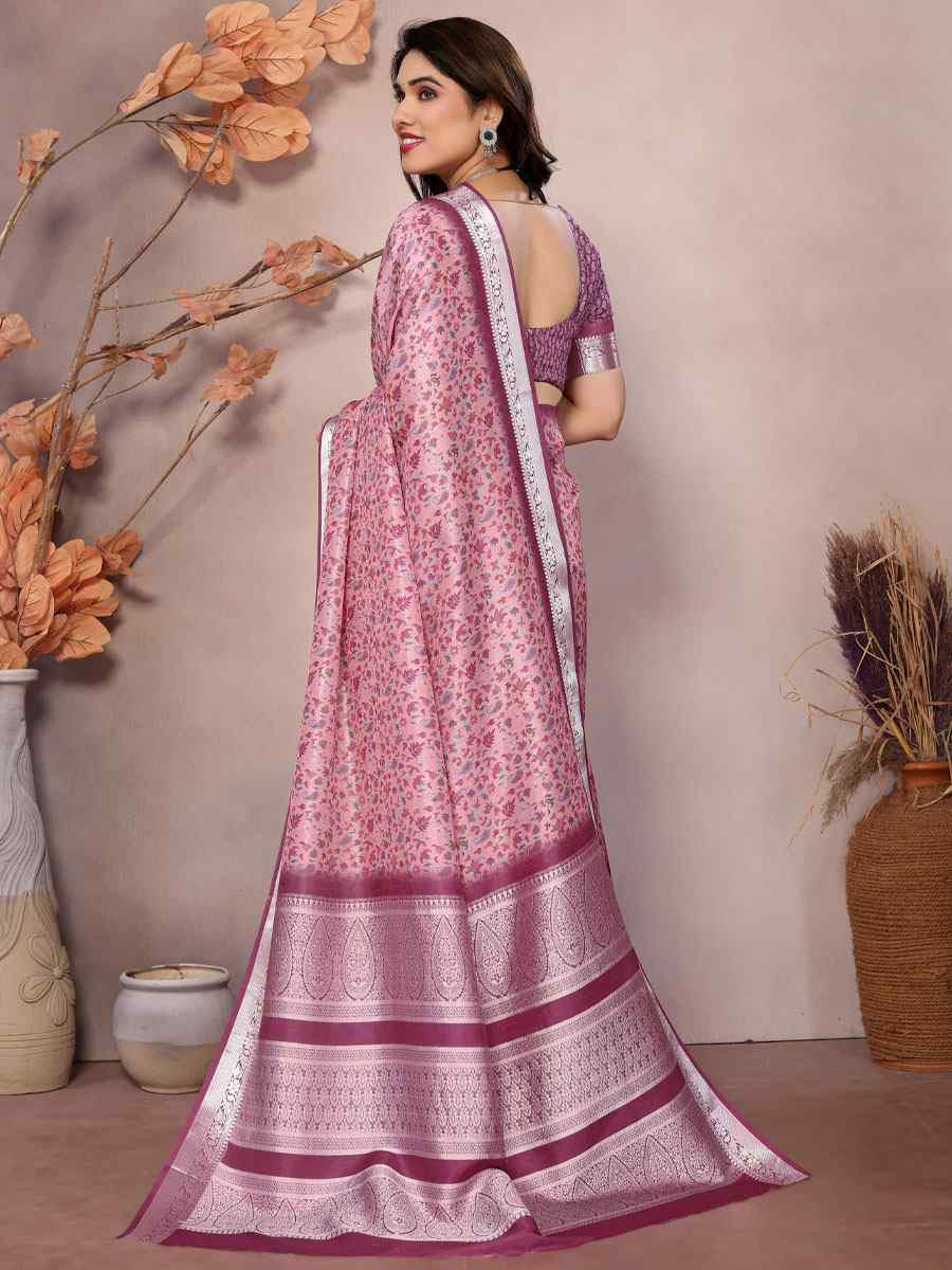 Multi Vichitra Silk Digital Printed Work Festival Wedding Fancy Heavy Border Saree