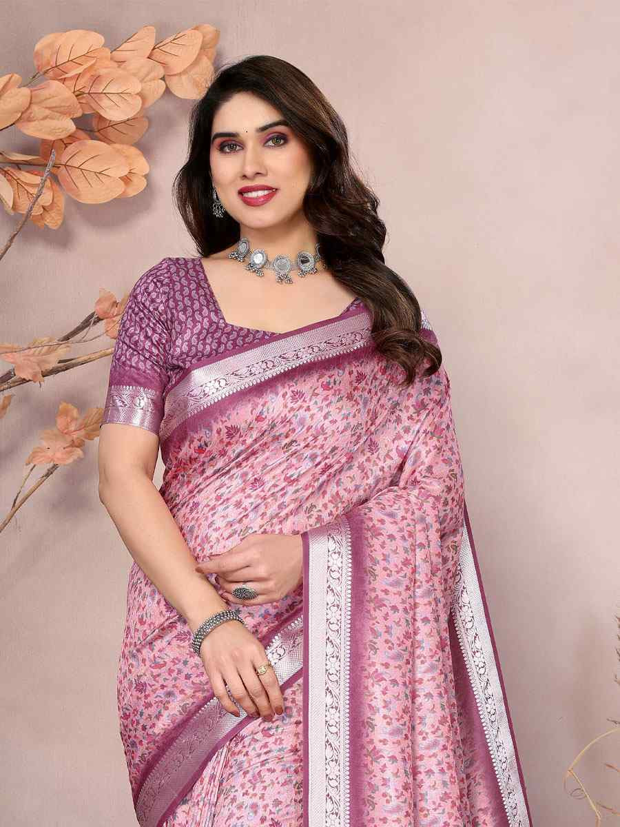 Multi Vichitra Silk Digital Printed Work Festival Wedding Fancy Heavy Border Saree