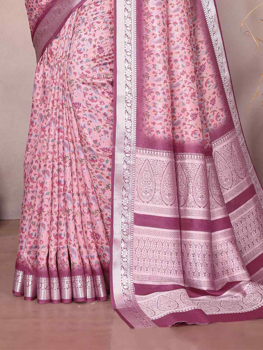 Multi Vichitra Silk Digital Printed Work Festival Wedding Fancy Heavy Border Saree