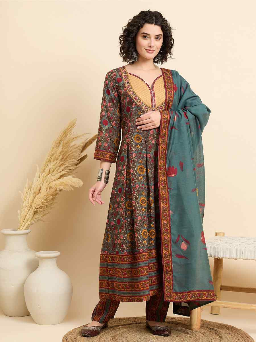 Multi Viscose Printed Festival Casual Ready Pant Salwar Kameez