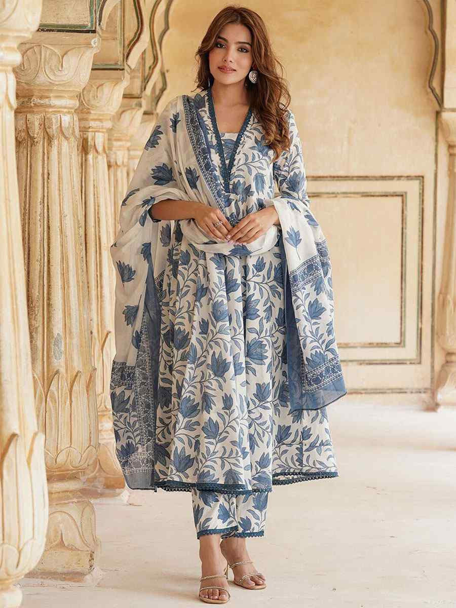 Multi Viscose Printed Party Wedding Festival Casual Ready Anarkali Salwar Kameez