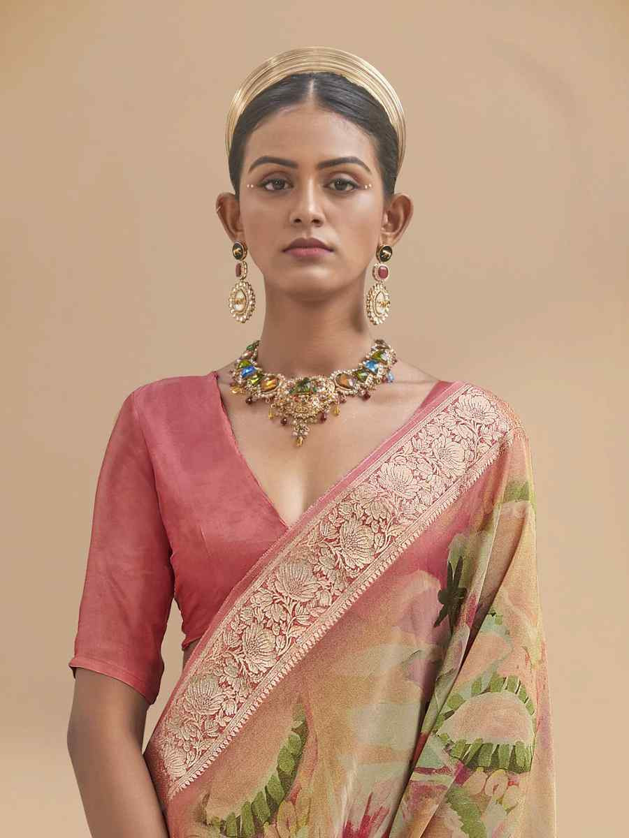 Multi Viscose Silk With Shimmer Handwoven Festival Wedding Fancy Heavy Border Saree