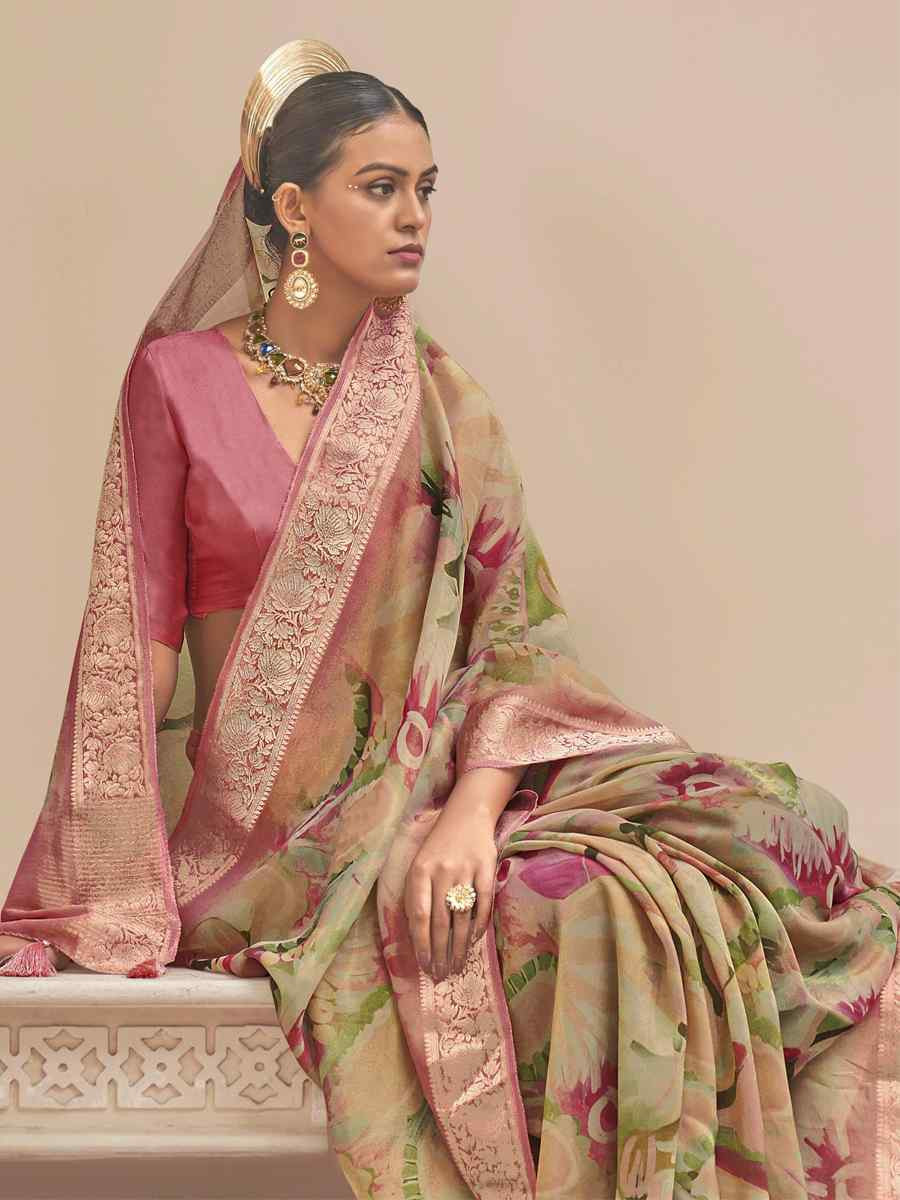 Multi Viscose Silk With Shimmer Handwoven Festival Wedding Fancy Heavy Border Saree