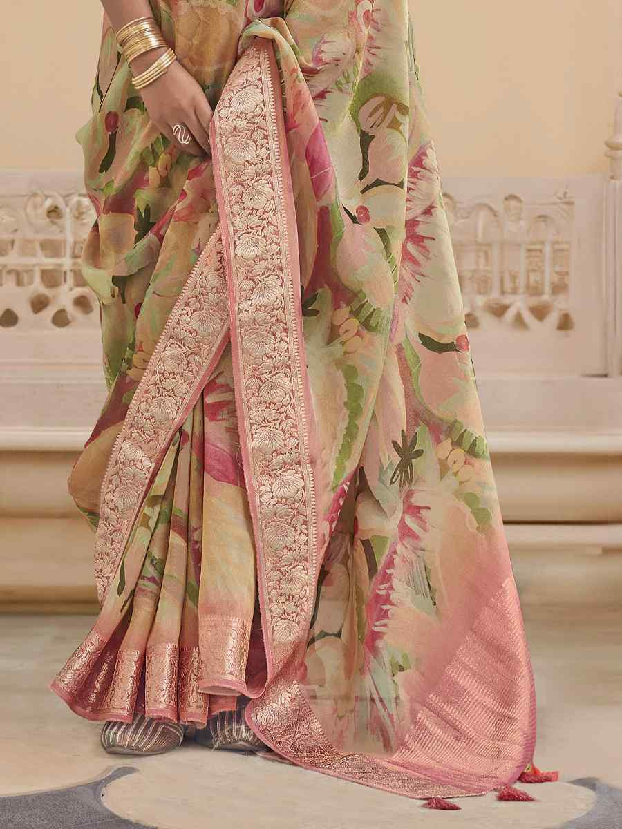 Multi Viscose Silk With Shimmer Handwoven Festival Wedding Fancy Heavy Border Saree