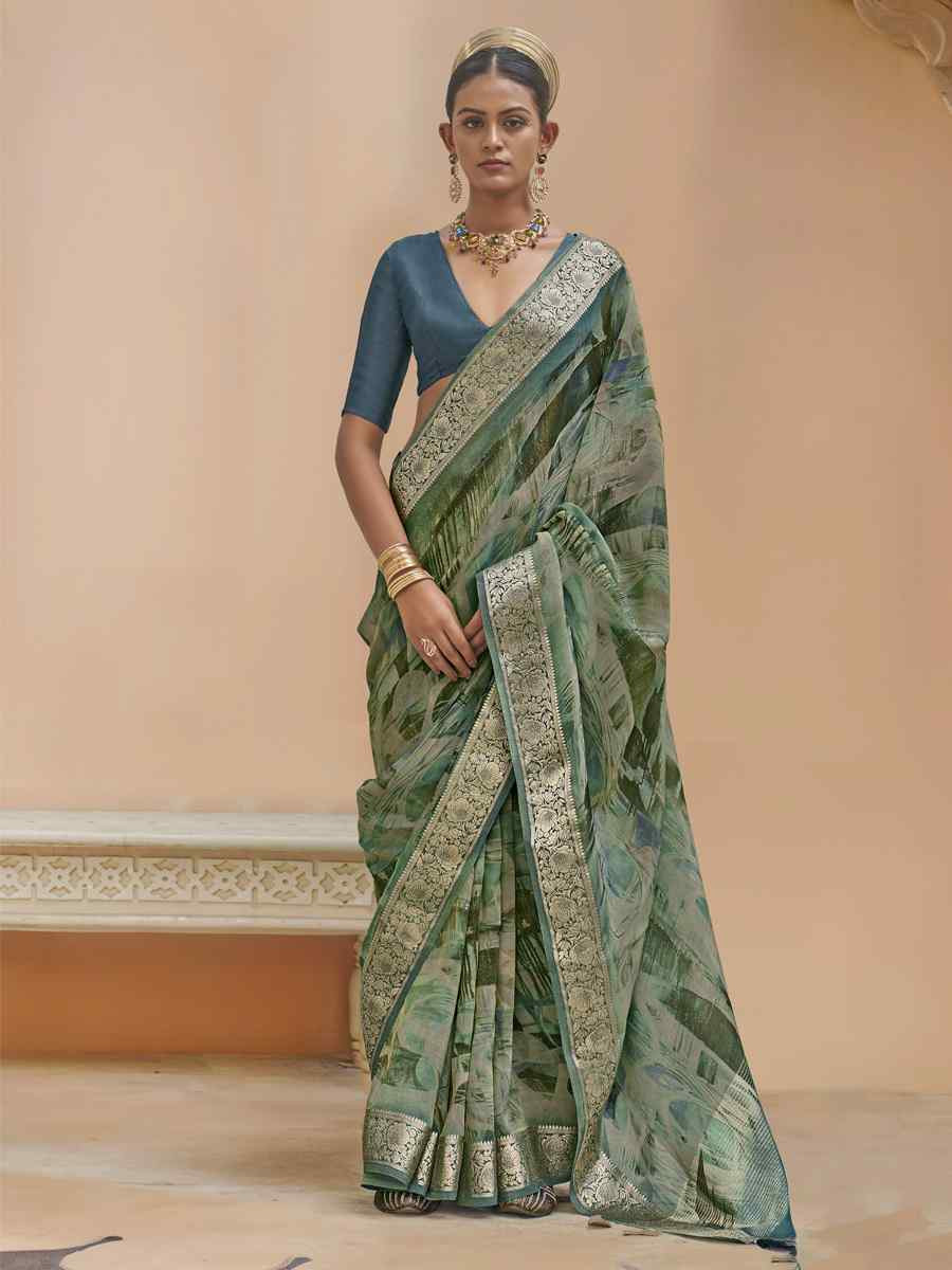 Multi Viscose Silk With Shimmer Handwoven Festival Wedding Fancy Heavy Border Saree