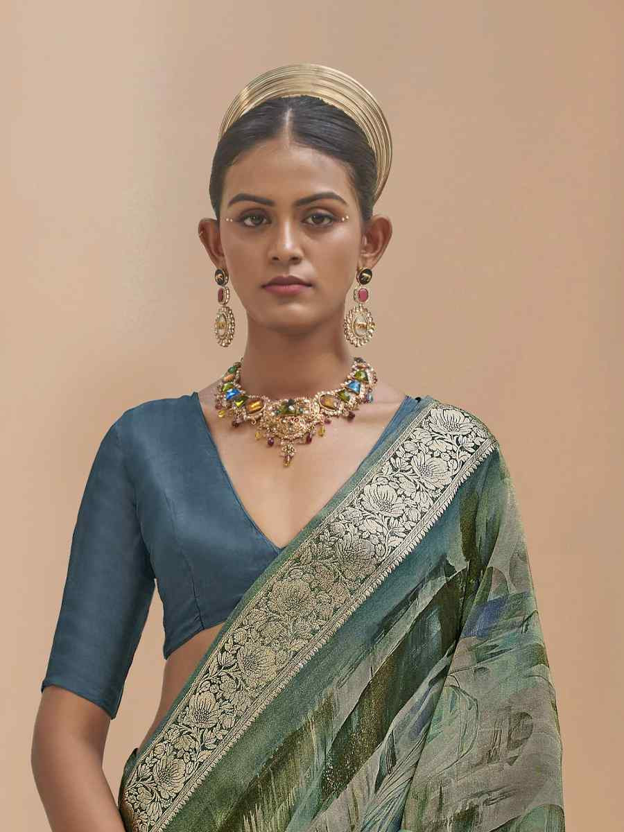 Multi Viscose Silk With Shimmer Handwoven Festival Wedding Fancy Heavy Border Saree