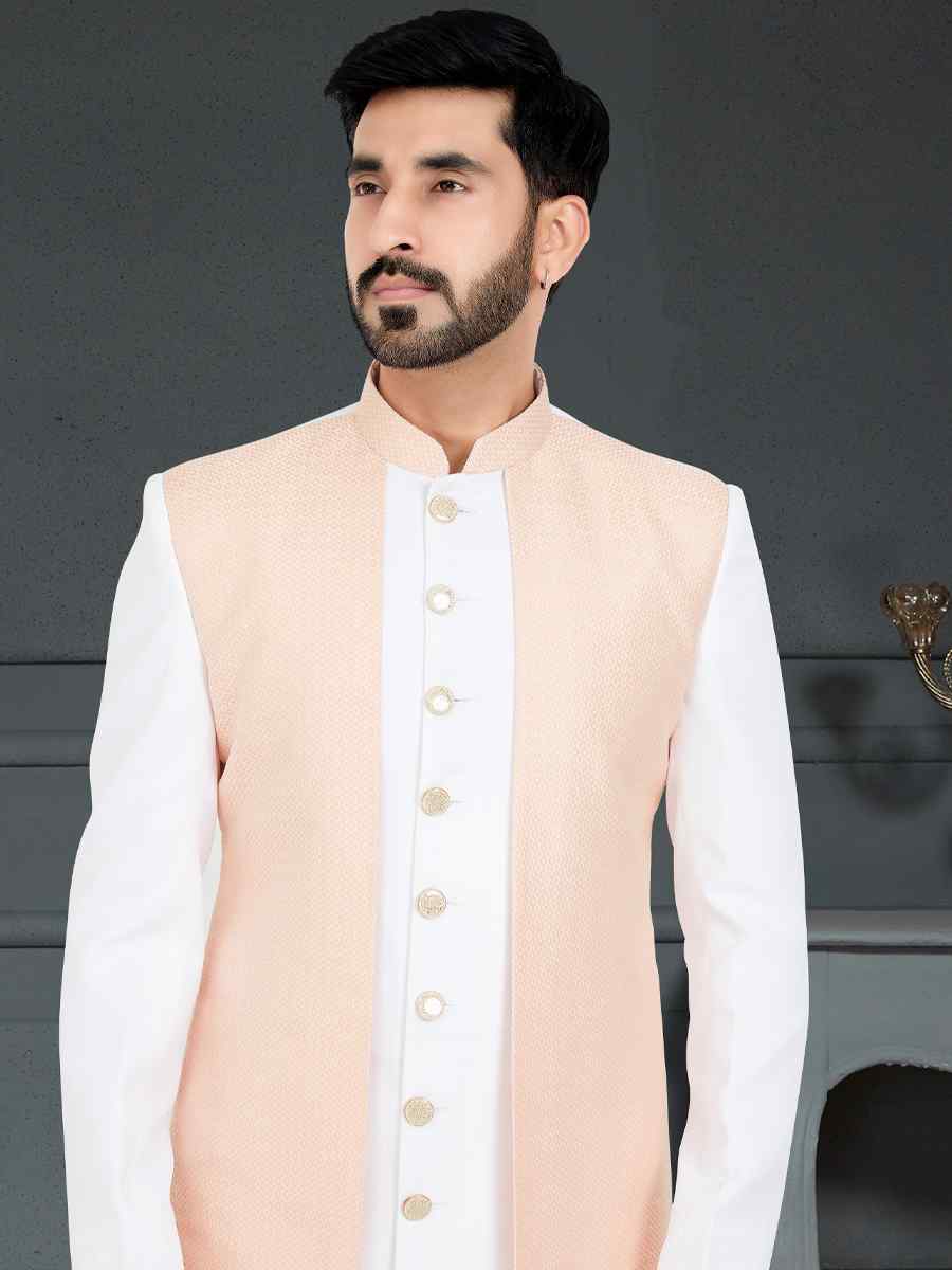 Multi Weaving Jecquard Woven Festival Party Sherwani
