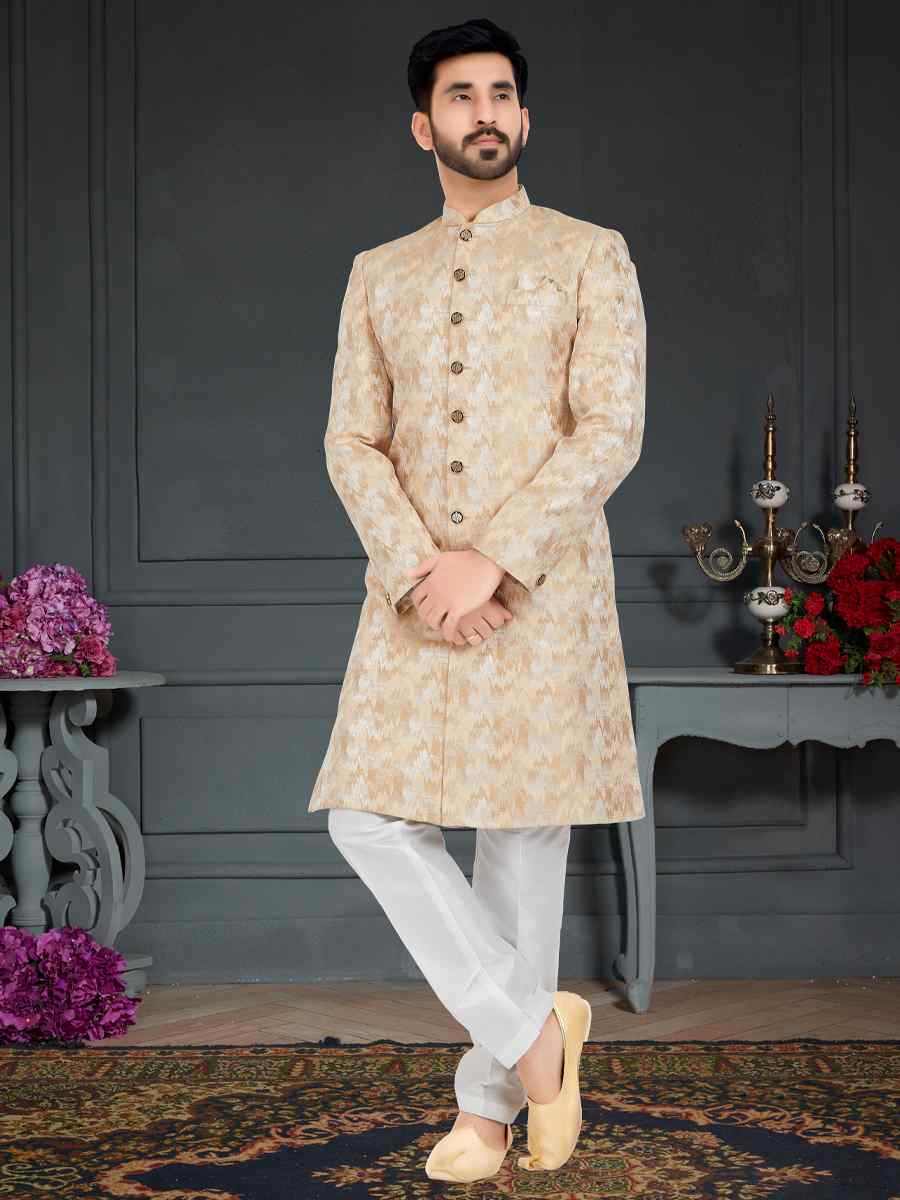 Multi Weaving Jecquard Woven Festival Party Sherwani