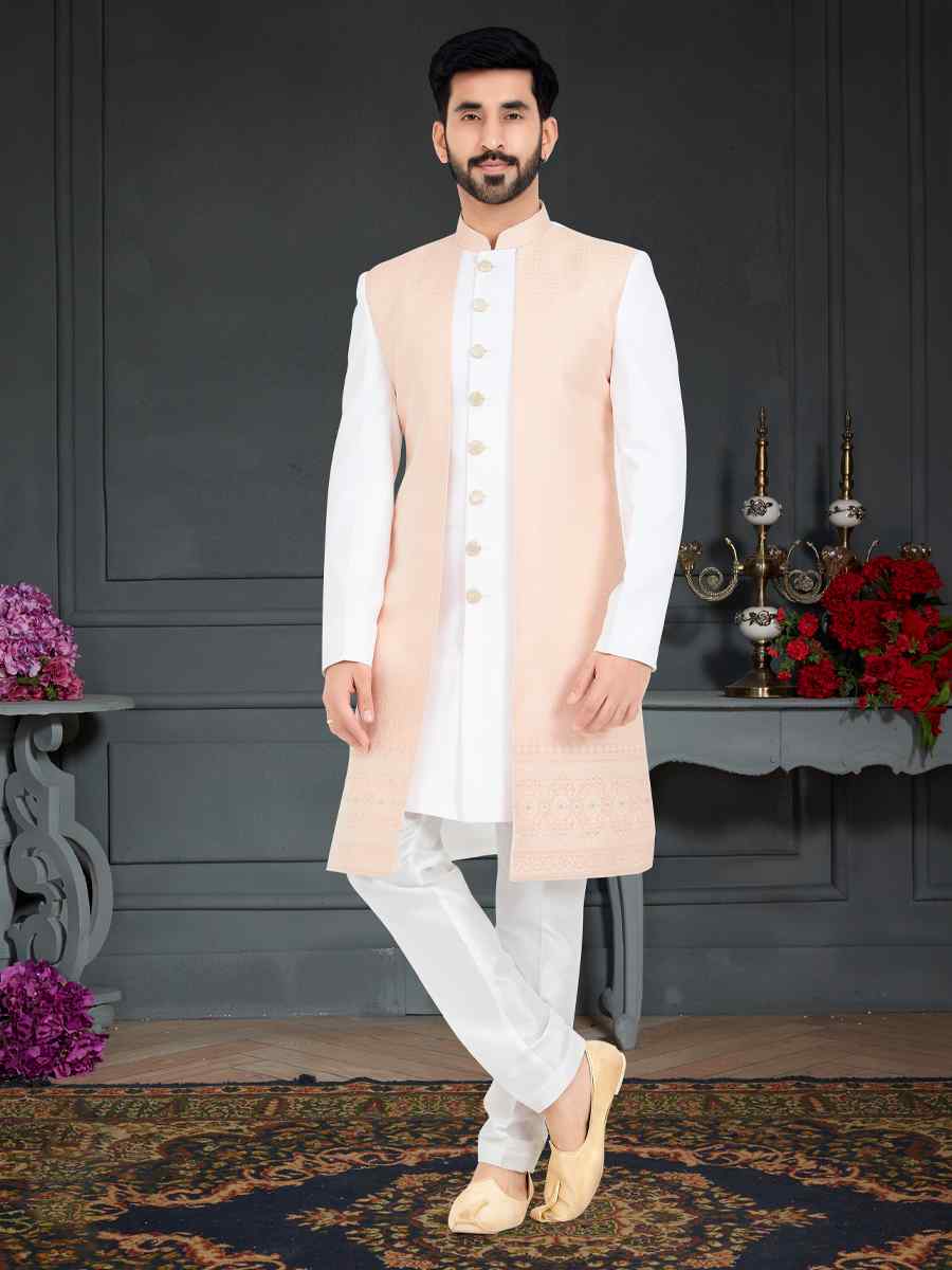Multi Weaving Jecquard Woven Festival Party Sherwani