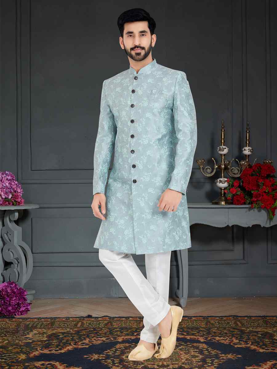 Multi Weaving Jecquard Woven Festival Party Sherwani