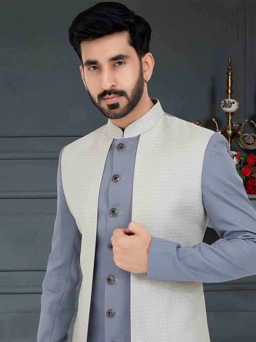 Multi Weaving Jecquard Woven Festival Party Sherwani