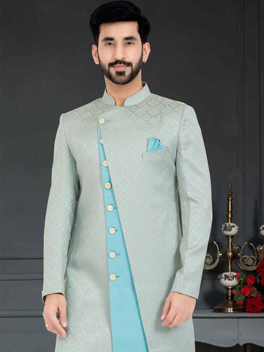 Multi Weaving Jecquard Woven Festival Party Sherwani