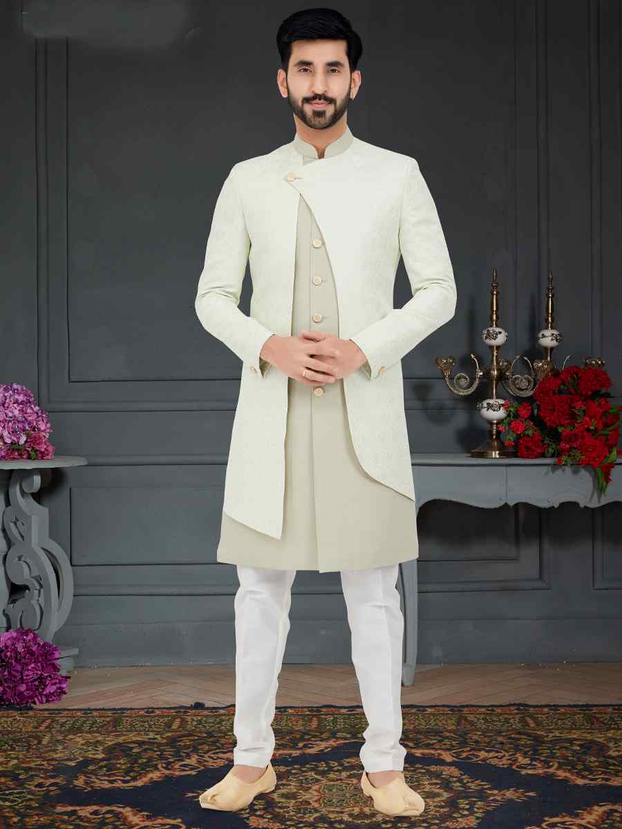 Multi Weaving Jecquard Woven Festival Party Sherwani