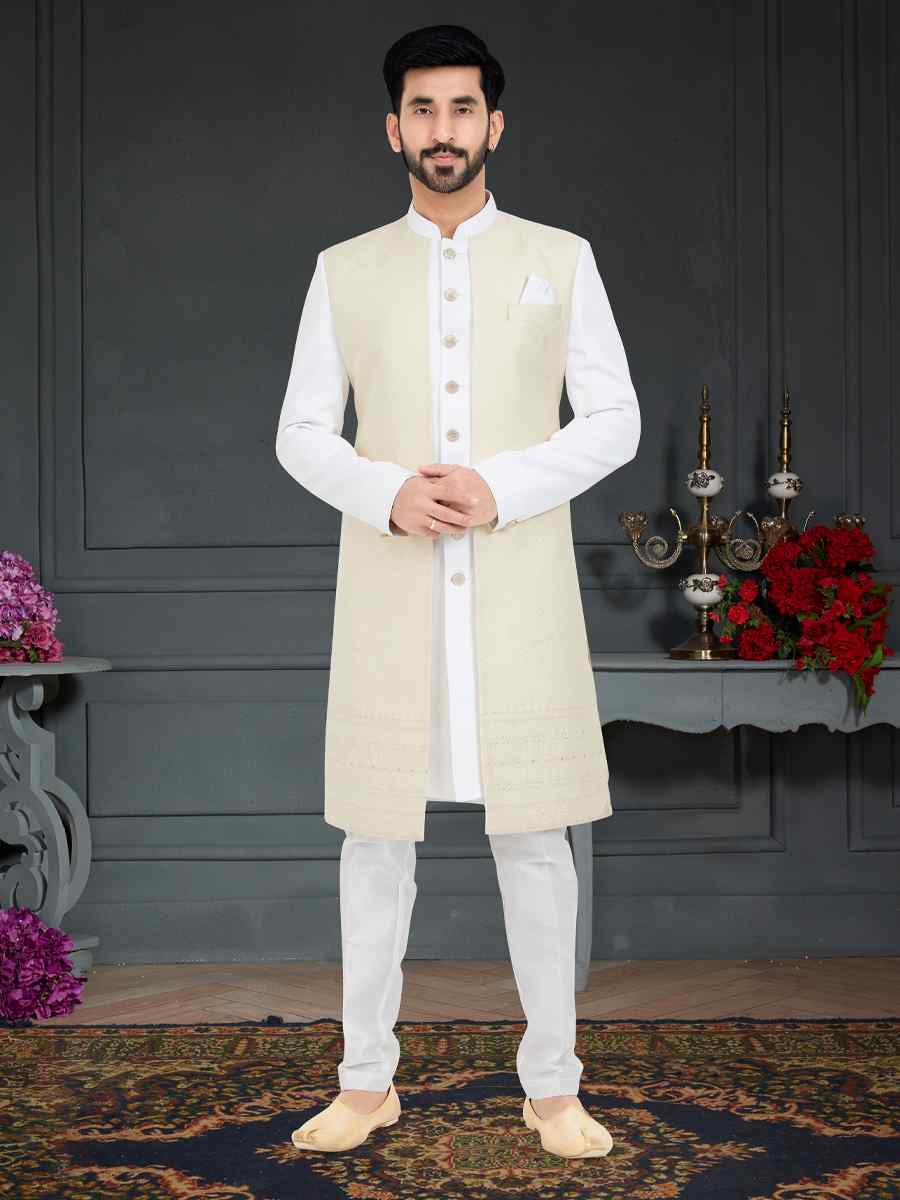 Multi Weaving Jecquard Woven Festival Party Sherwani