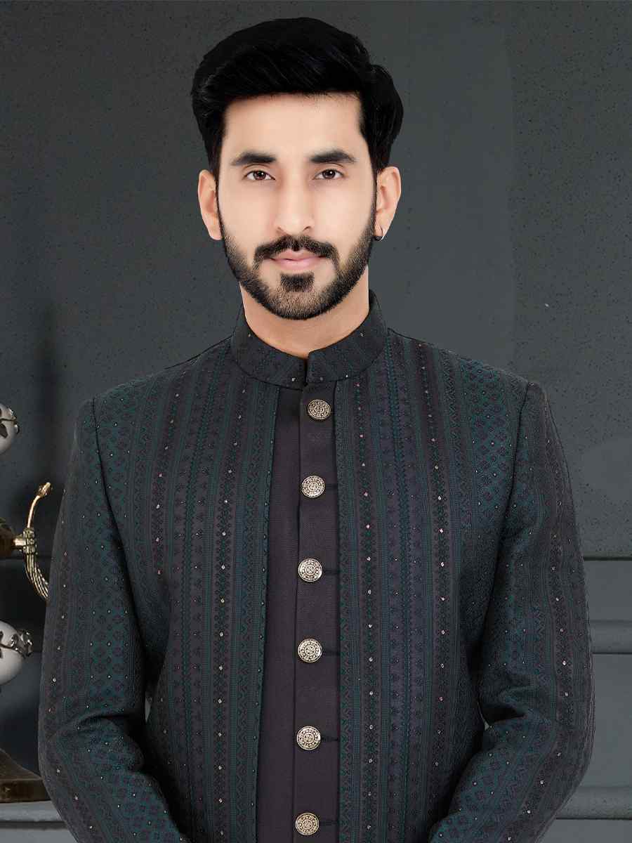 Multi Weaving Jecquard Woven Festival Party Sherwani