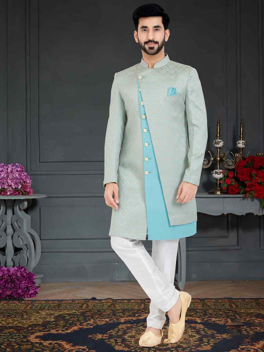 Multi Weaving Jecquard Woven Festival Party Sherwani