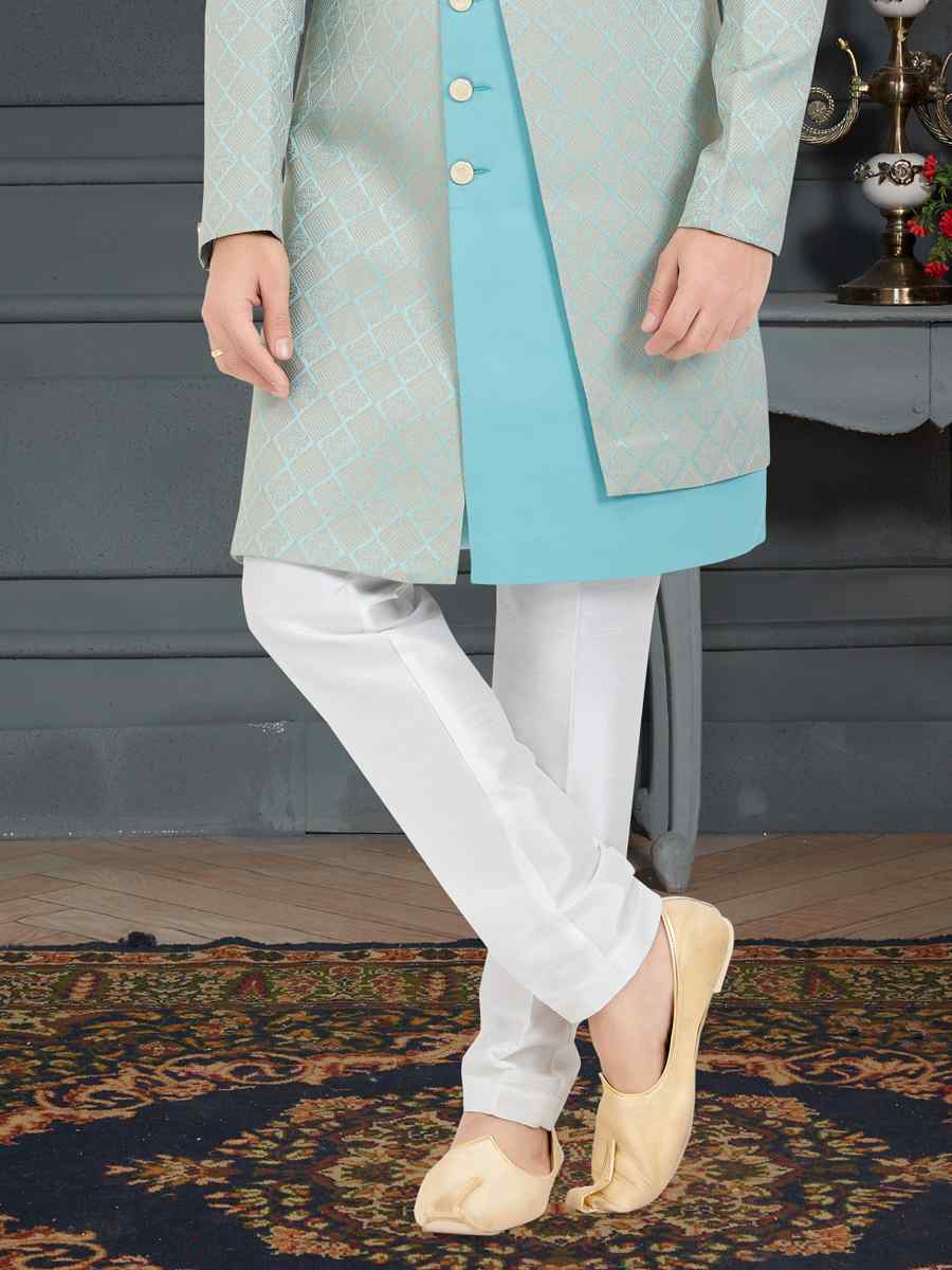 Multi Weaving Jecquard Woven Festival Party Sherwani