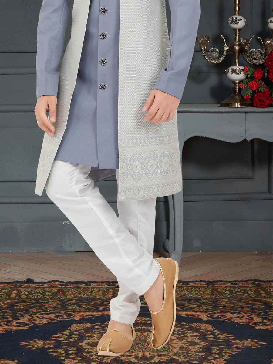 Multi Weaving Jecquard Woven Festival Party Sherwani