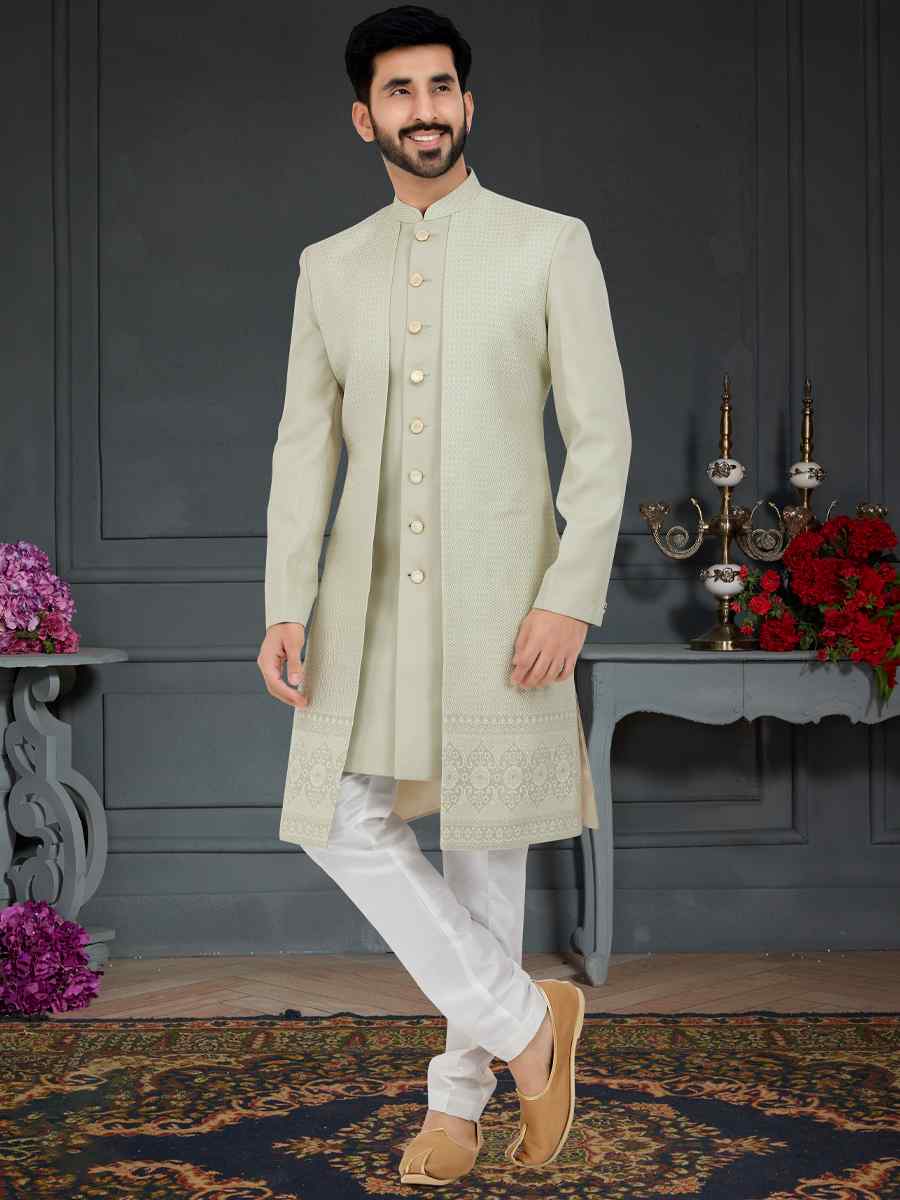 Multi Weaving Jecquard Woven Festival Party Sherwani