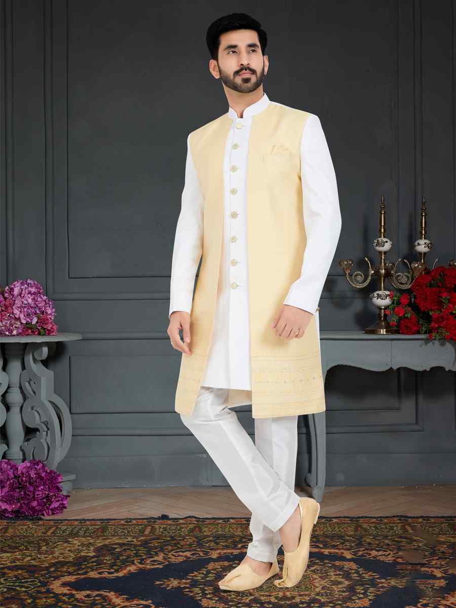 Multi Weaving Jecquard Woven Festival Party Sherwani
