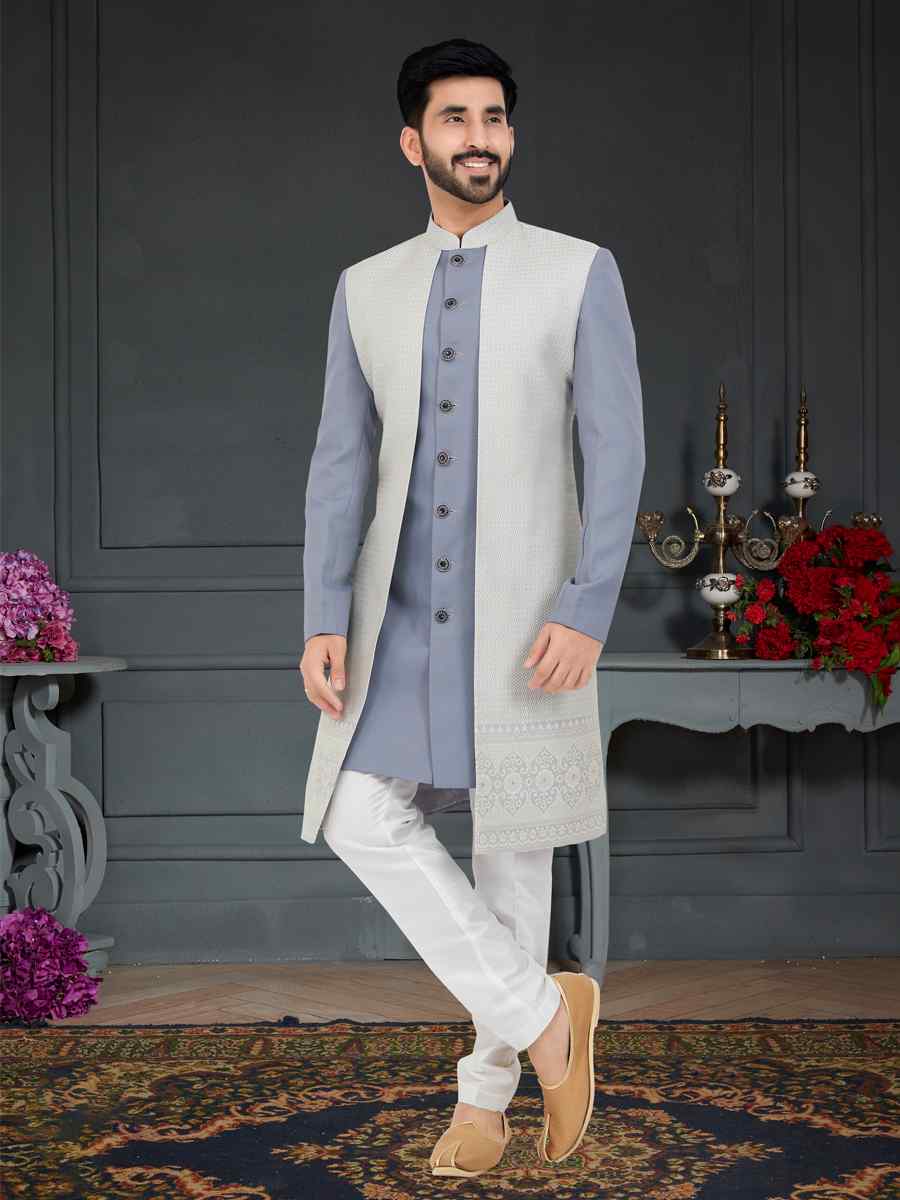 Multi Weaving Jecquard Woven Festival Party Sherwani
