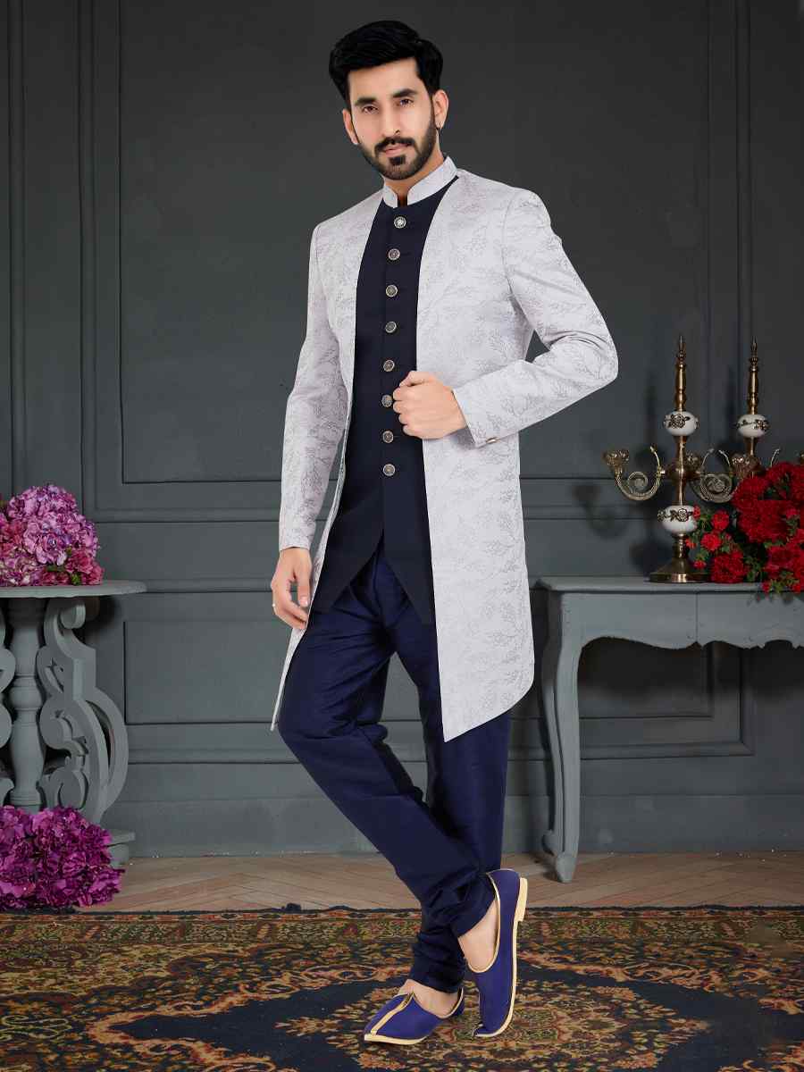 Multi Weaving Jecquard Woven Festival Party Sherwani