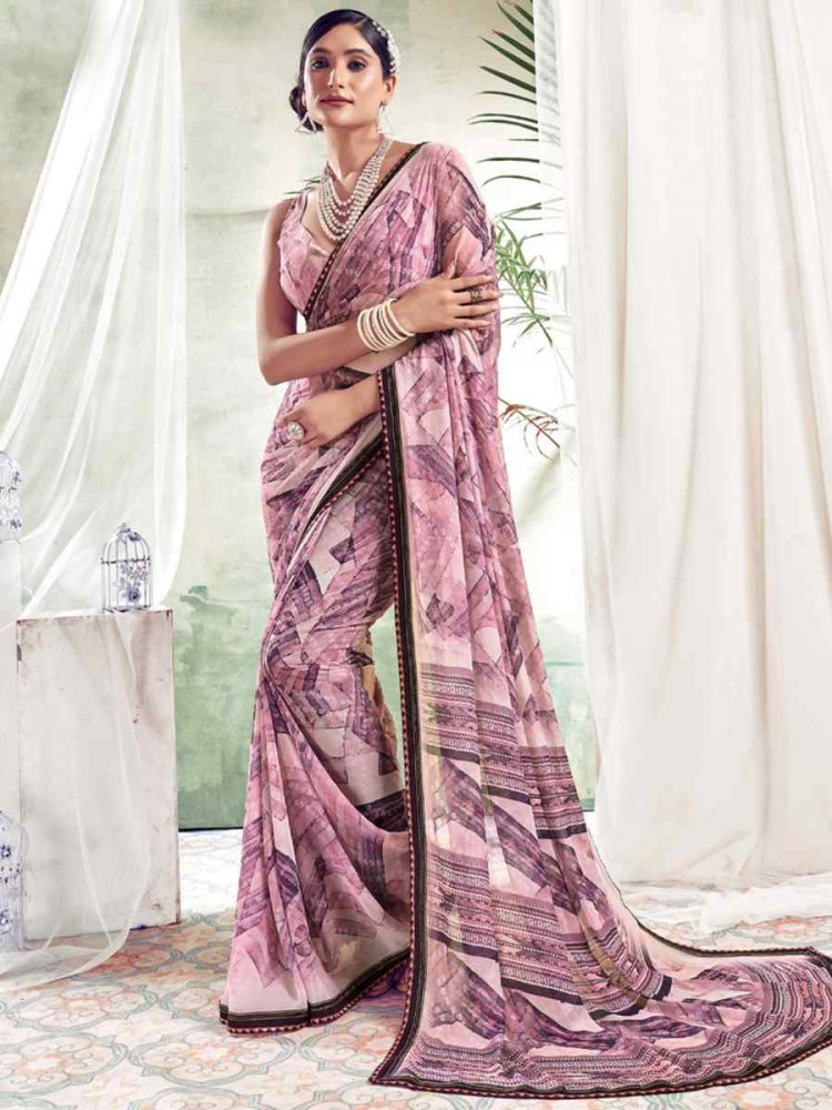Multi Weightless Polystere Printed Casual Festival Contemporary Saree