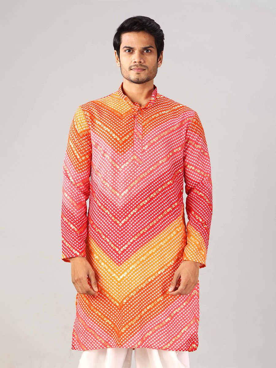 Multicolor Cotton Printed Wedding Festival Party Wear Casual Mens Kurta