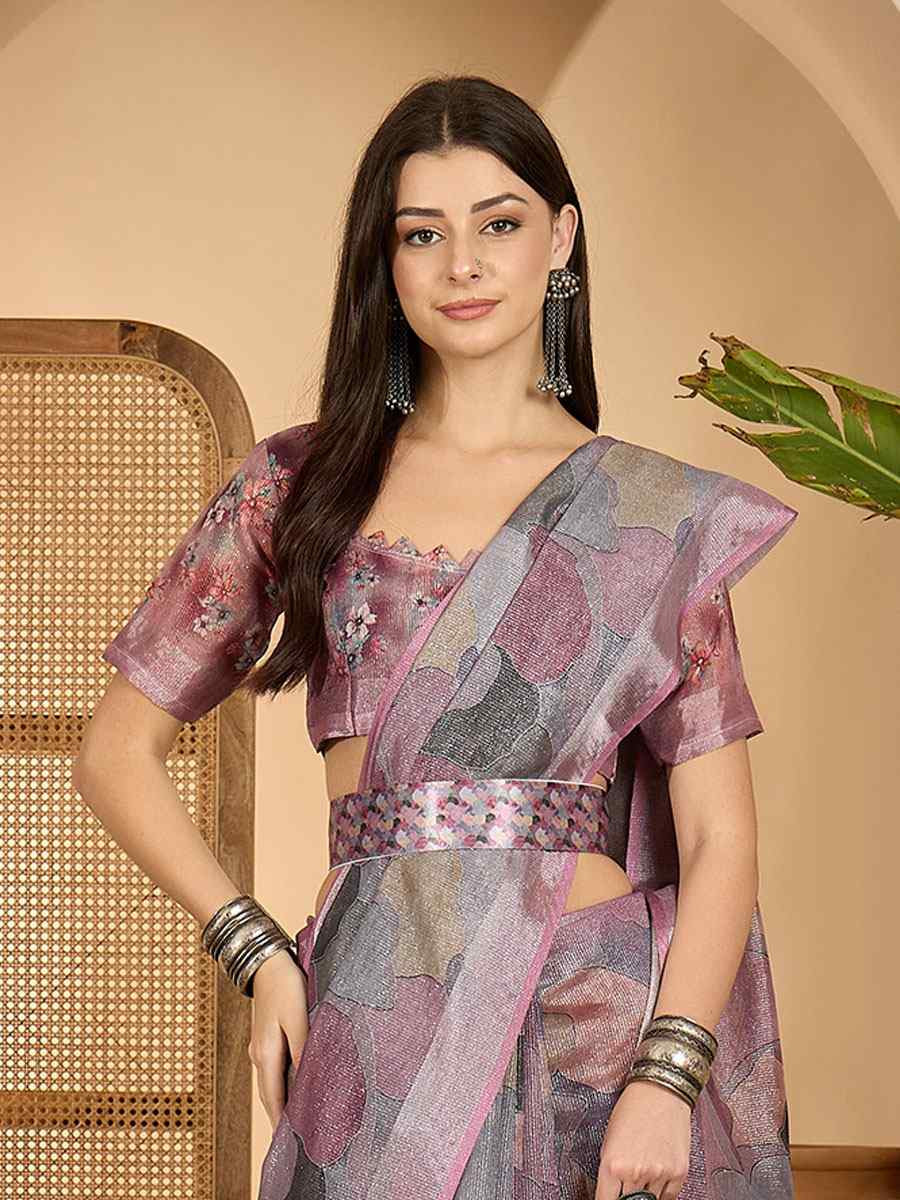 Multicolor Linen Zari Silver Printed Casual Reception Festival Wedding Fancy Classic Style Sarees