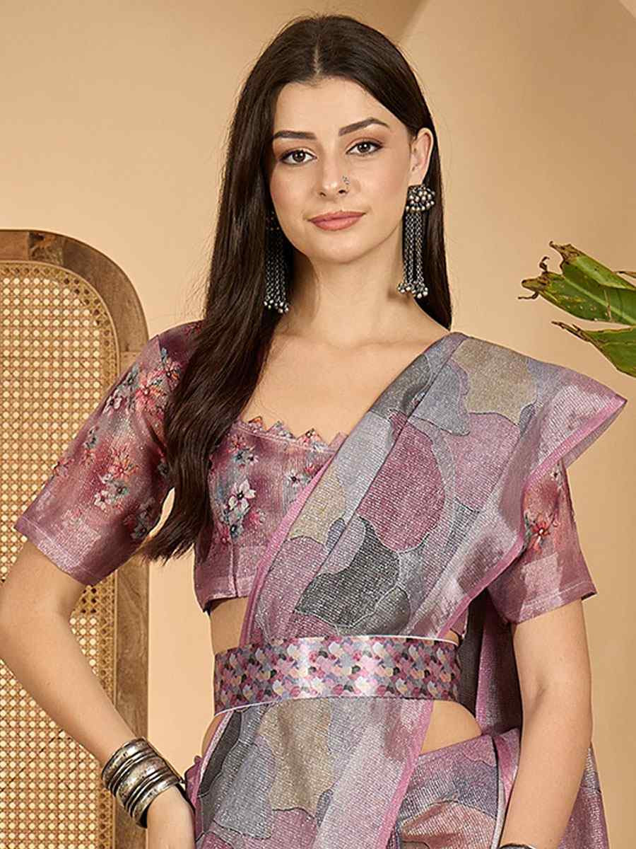 Multicolor Linen Zari Silver Printed Casual Reception Festival Wedding Fancy Classic Style Sarees