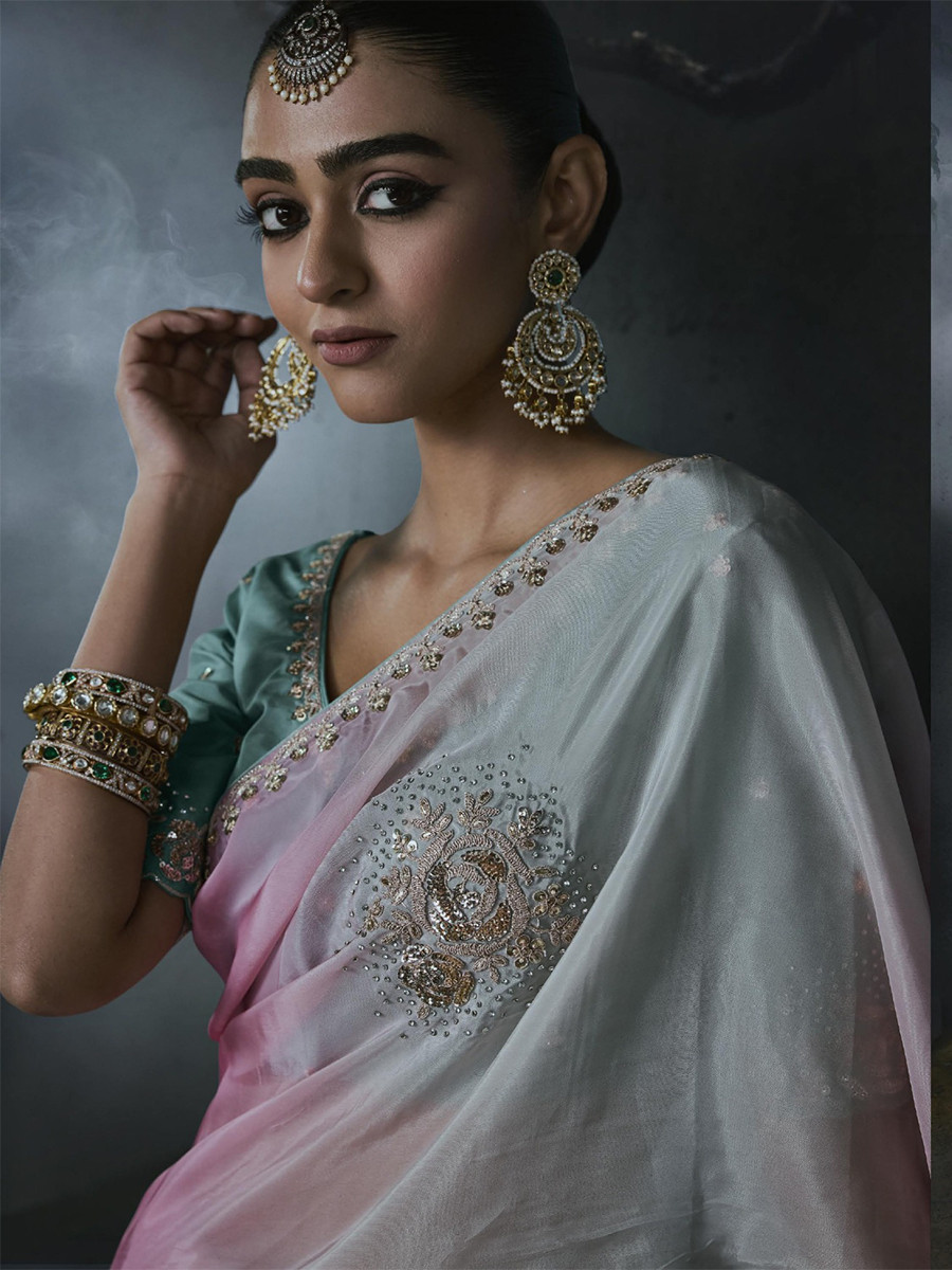 Multicolor Tissue Silk Embroidery Stone Work Sequins Wedding Reception Party Festival Casual Heavy Border Sarees