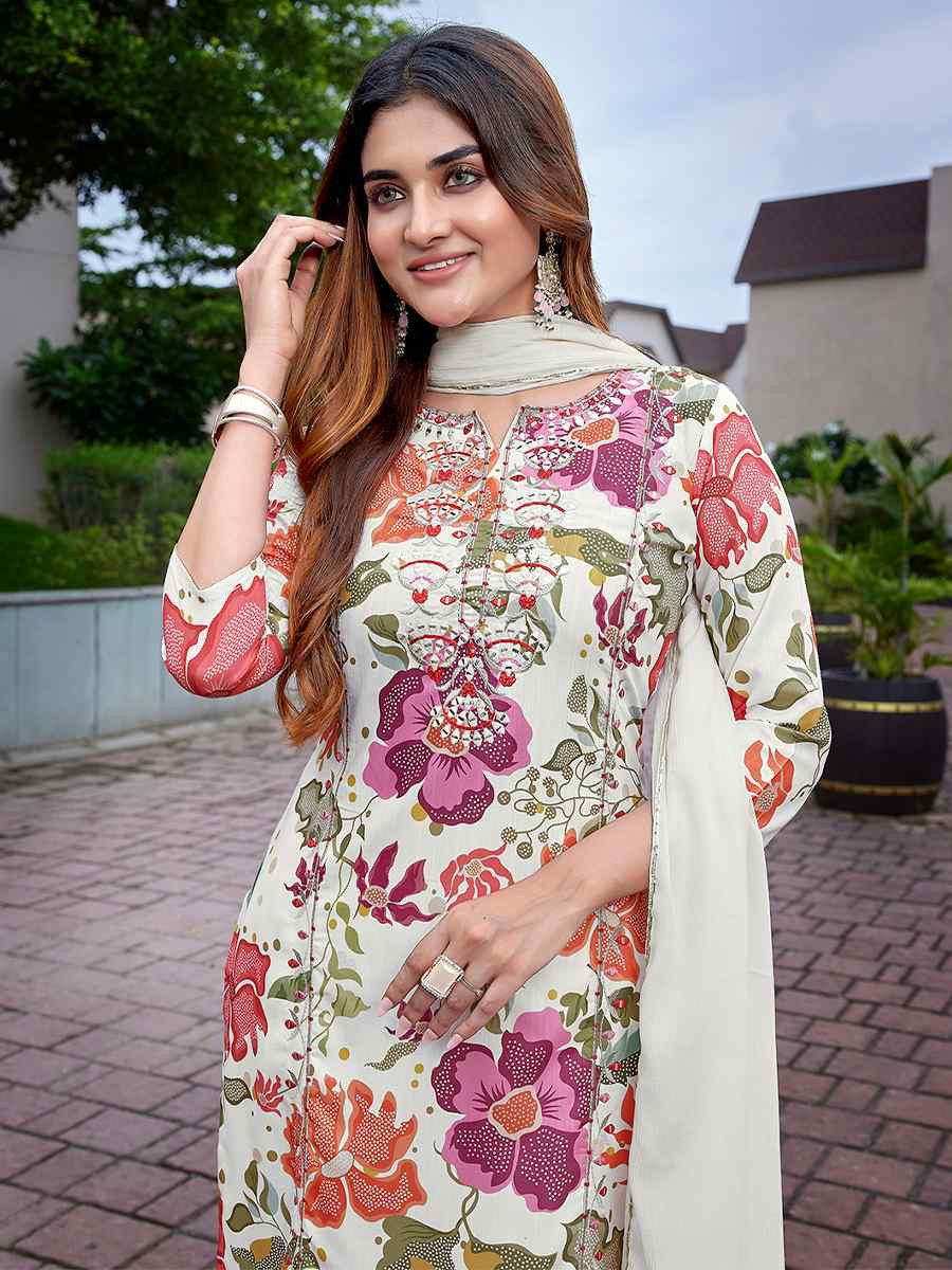 Multicolor Viscose Embroidered Party Wedding Ready Sharara Pant Salwar Kameez