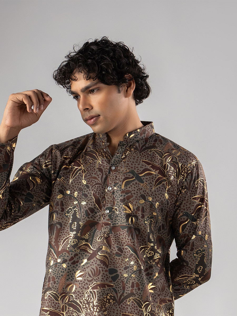 Multy Magnet Printed Wedding Festival Party Wear Casual Mens Kurta