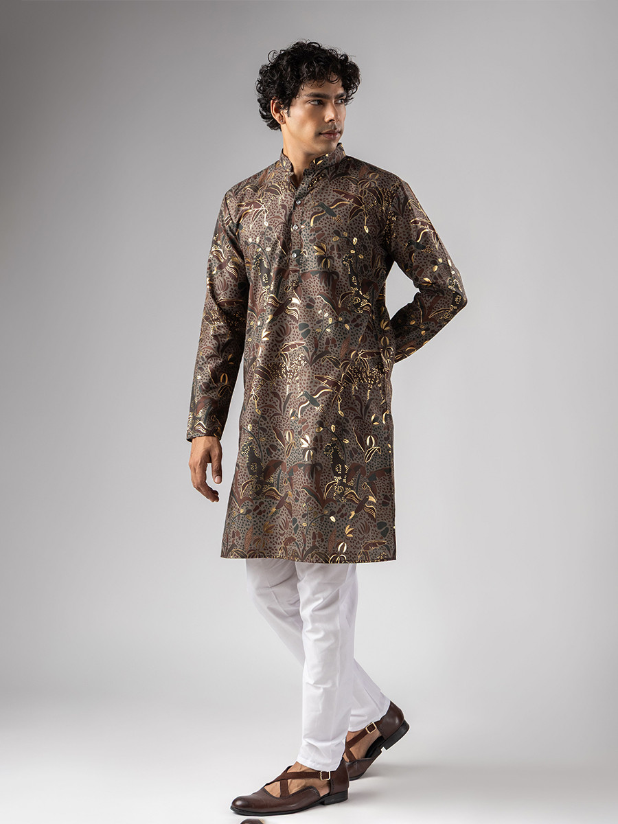 Multy Magnet Printed Wedding Festival Party Wear Casual Mens Kurta