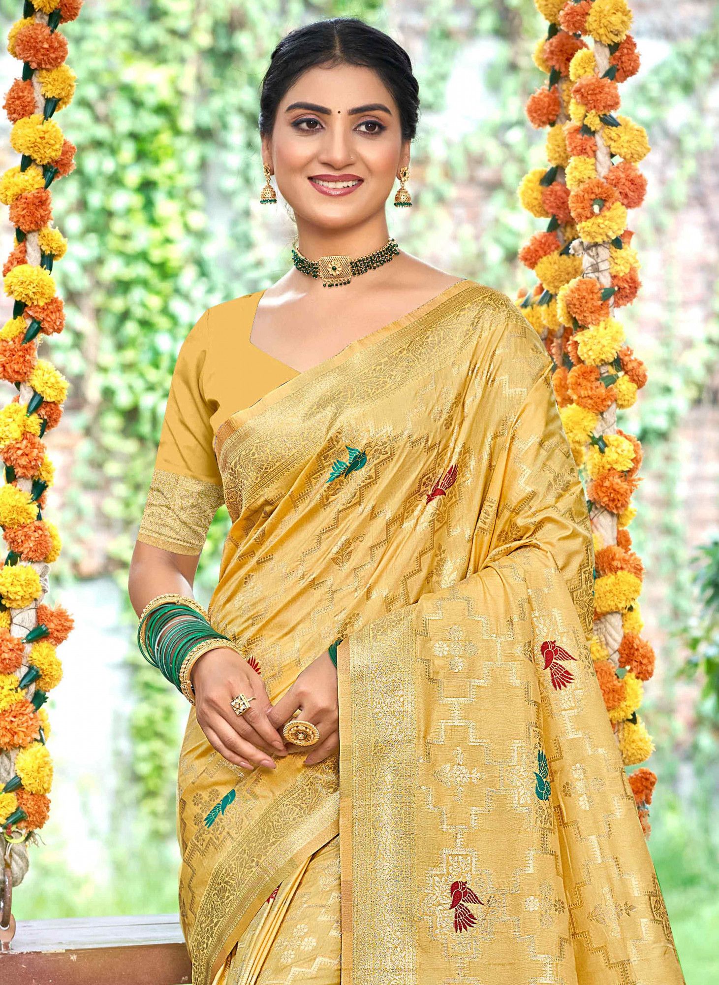 Mustard Assam Silk Handwoven Traditional Bridal Reception Festival Wedding Fancy Classic Style Sarees