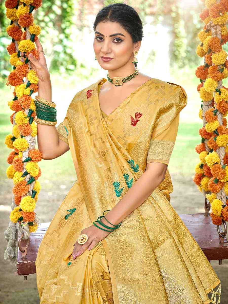 Mustard Assam Silk Handwoven Traditional Bridal Reception Festival Wedding Fancy Classic Style Sarees