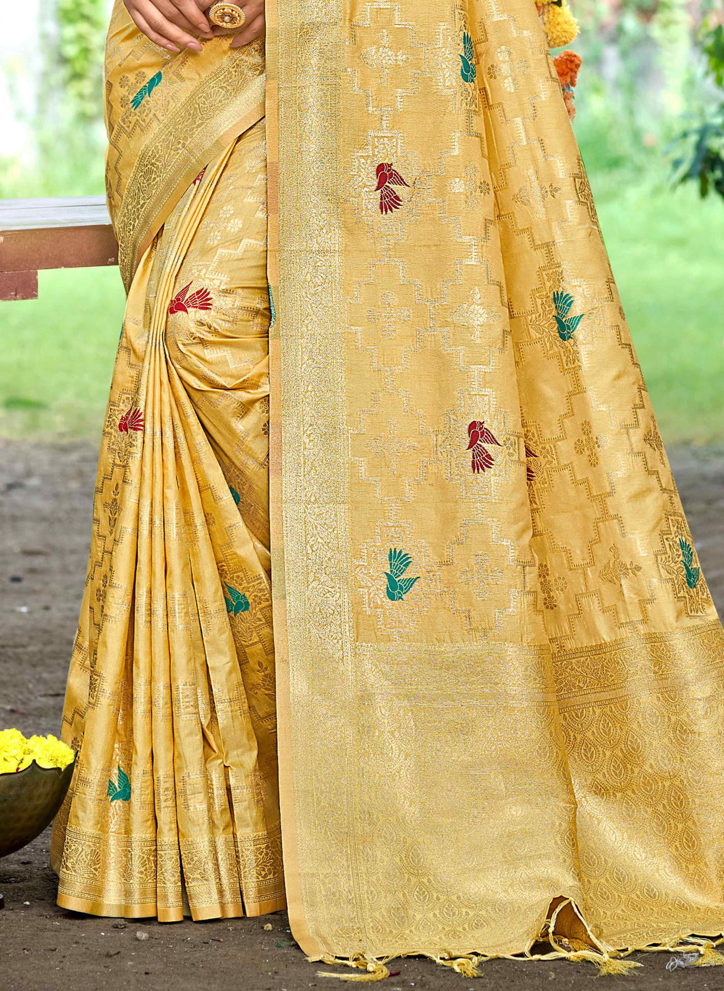 Mustard Assam Silk Handwoven Traditional Bridal Reception Festival Wedding Fancy Classic Style Sarees