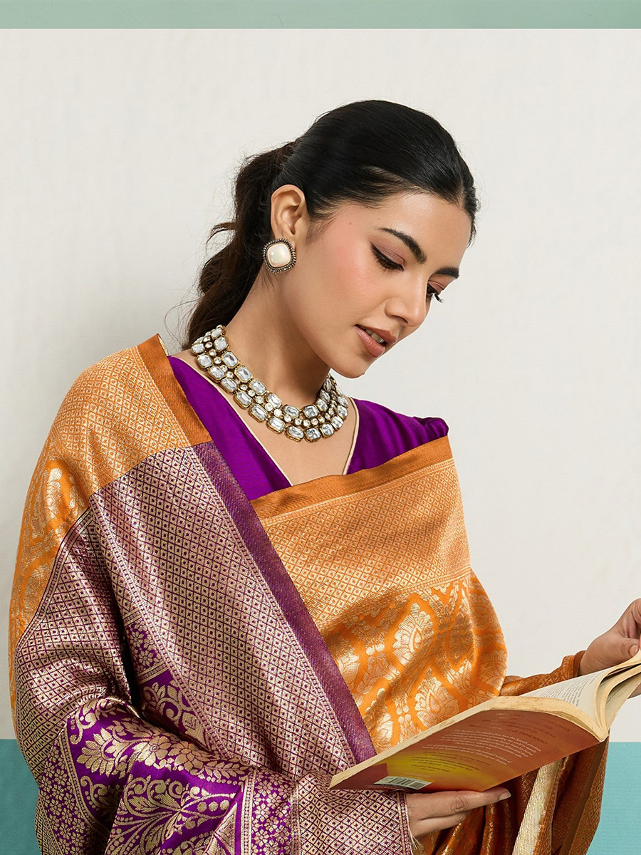 Mustard Banarasi Silk Zari Kanjivaram Handwoven Wedding Party Festival Reception Heavy Border Saree