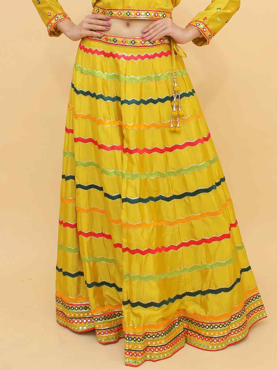 Mustard Chinon Sequins Party Wedding Traditional Lehenga Choli