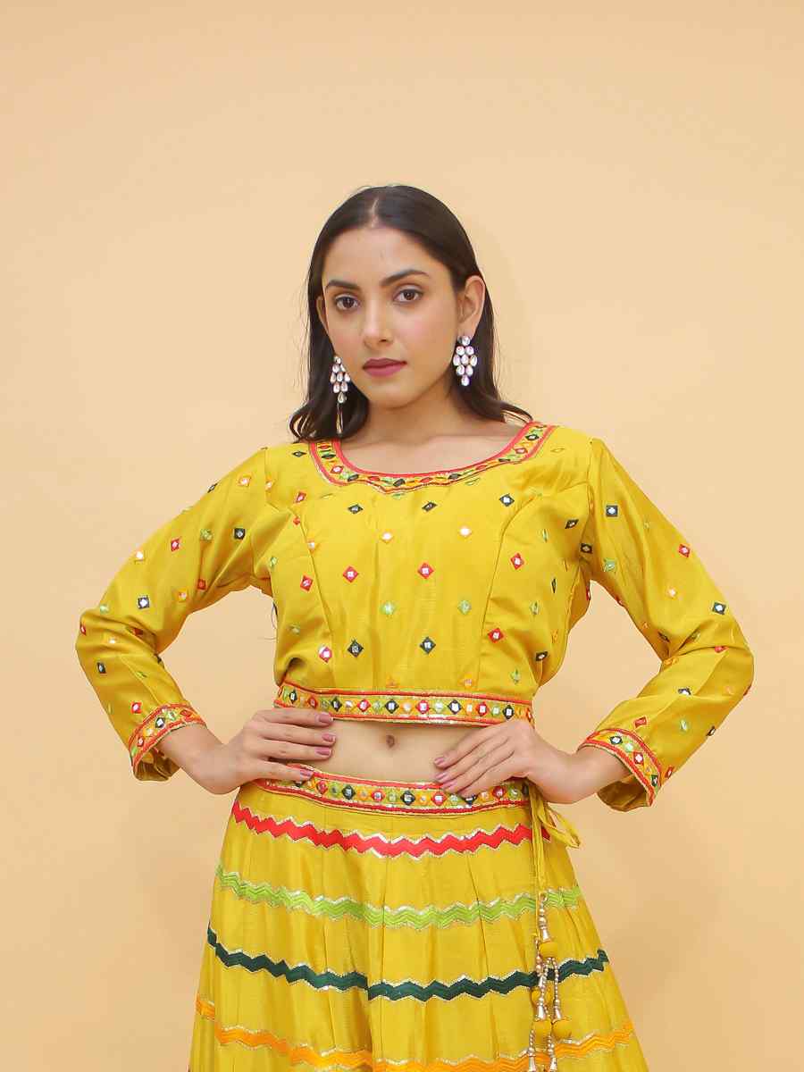 Mustard Chinon Sequins Party Wedding Traditional Lehenga Choli