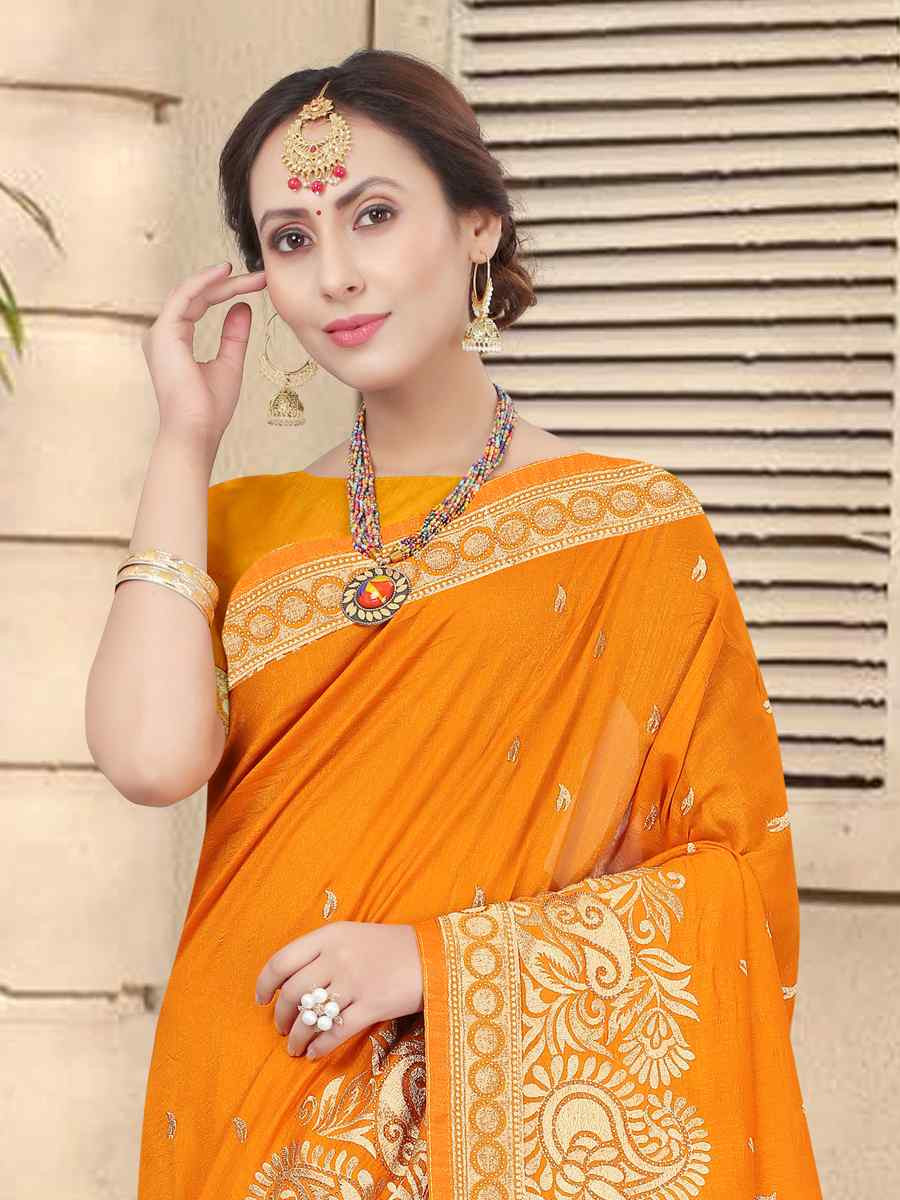 Mustard Handwoven Party Bridal Reception Festival Wedding Fancy Heavy Border Saree
